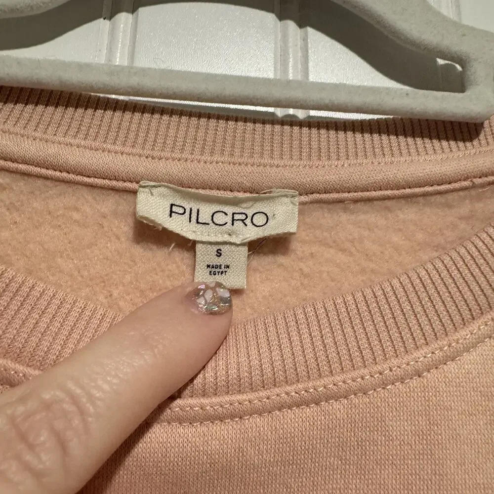 Anthropologie Pilcro Pink Mixed Rib Sweatshirt Size Small - Picture 4 of 6